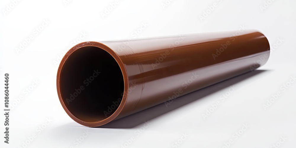 Brown Plastic Pipe Section Isolated on White Background Brown Plastic Pipe Section Isolated on White Background