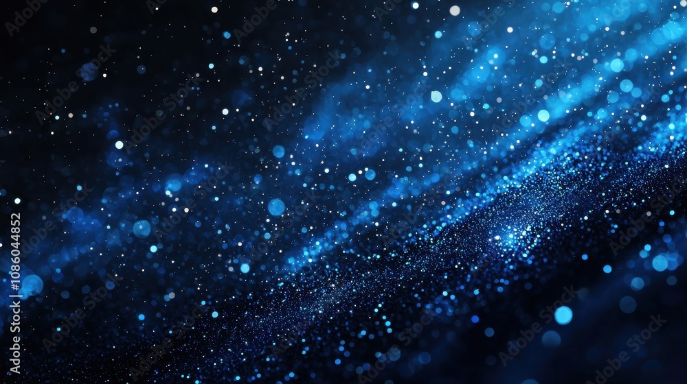 Abstract dark blue digital background with sparkling blue light particles and areas with deep depths, particles forming lines, surfaces, and grids Abstract dark blue digital background with sparkling blue light particles and areas with deep depths, particles forming lines, surfaces, and grids