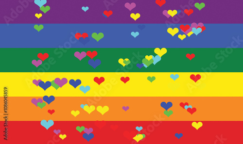 Obraz na płótnie rainbow flag with colorful hearts symbolizing universal love