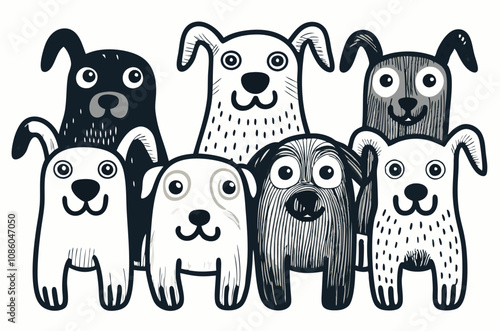 Bring coziness to your home with the help of mysterious dog drawings on a white background: amazing illustration
