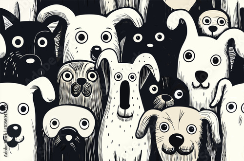 A pattern of dog illustrations: draw attention to the design and style of your space
