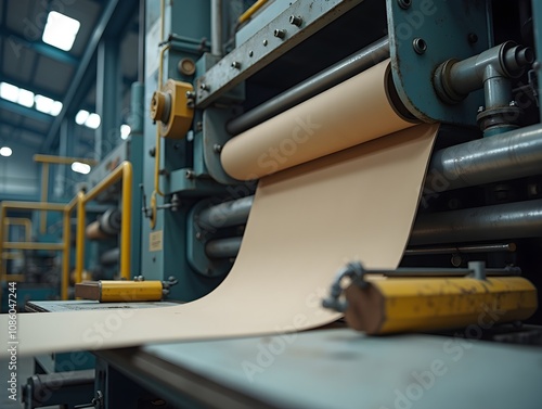 Large Industrial Machine in a Factory Producing Paper and Cardboard with a Focus on Manufacturing Process