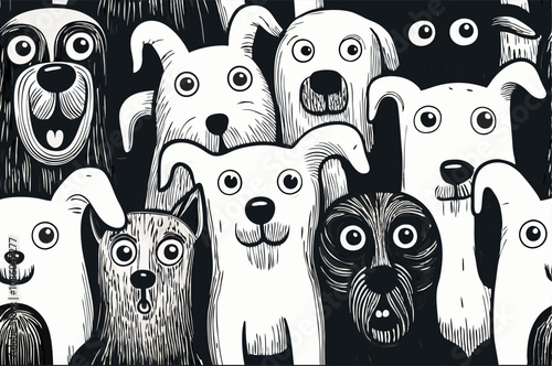 Charming dogs in a unique feather drawing: the perfect decor for your interior
