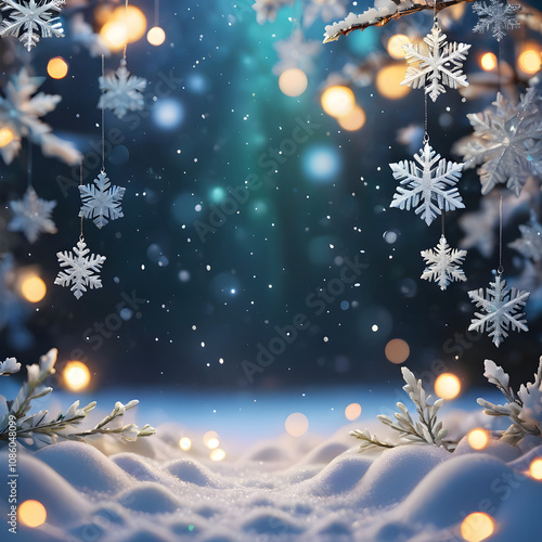 Christmas background with bokeh lights
