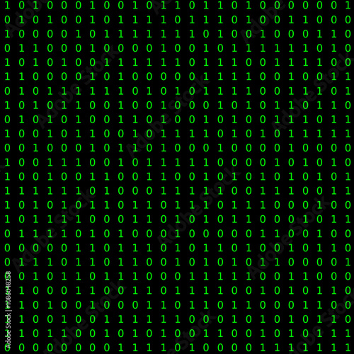 green 0s and 1s in a random sequence ideal as a concept for a PC or cryptography on black