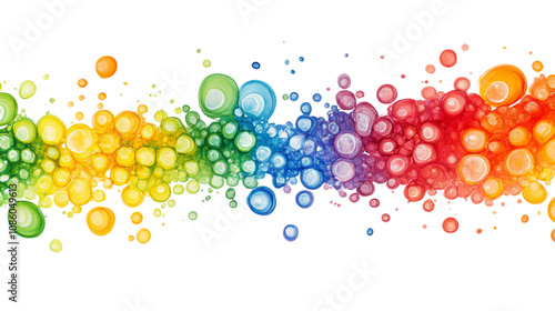 Colorful liquid bubbles (soda) transparent background