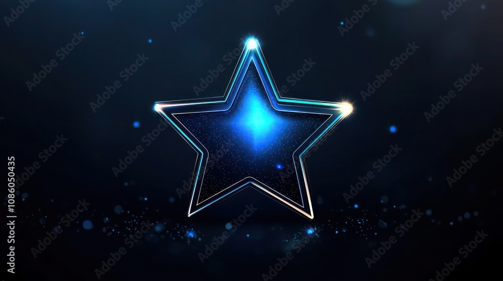 Single star icon with a gradient glow transitioning from electric blue to deep navy, on a dark background, soft light accents around the star Single star icon with a gradient glow transitioning from electric blue to deep navy, on a dark background, soft light accents around the star