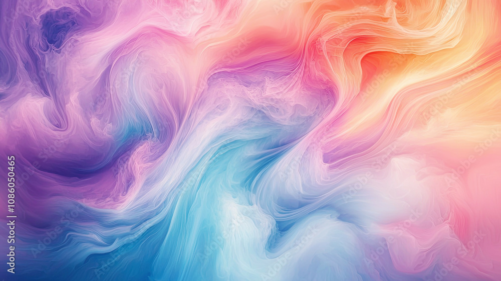 Obraz premium Abstract art with flowing pastel brushstrokes, emphasizing motion and soft blending, serene ambiance