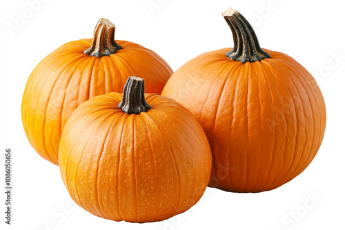 Three Orange Pumpkins Isolated On White Background