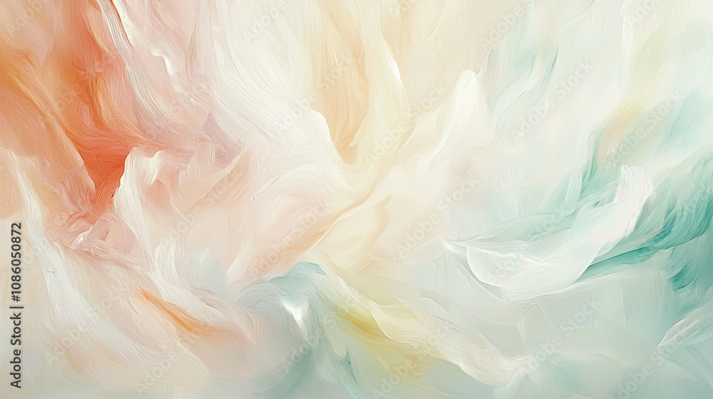 Obraz premium Abstract brushstroke pattern in pastel tones, emphasizing fluid motion and delicate texture, soft light