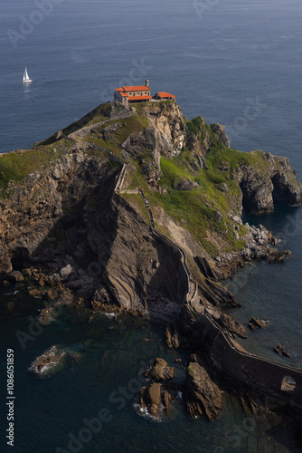 Gaztelugatxe islet on the coast of the Bay of Biscay Basque Autonomous Community Spain