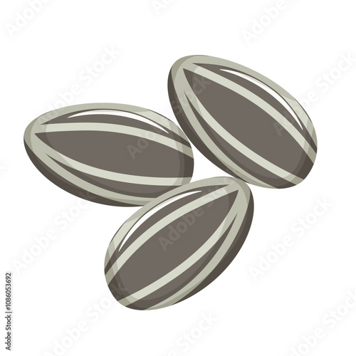 Three sunflower seeds without background