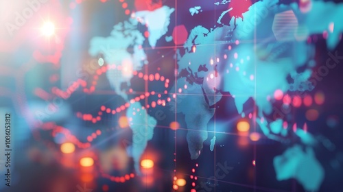 Image representing business growth through product diversification and geographic expansion Include visual elements of operational efficiency and innovation