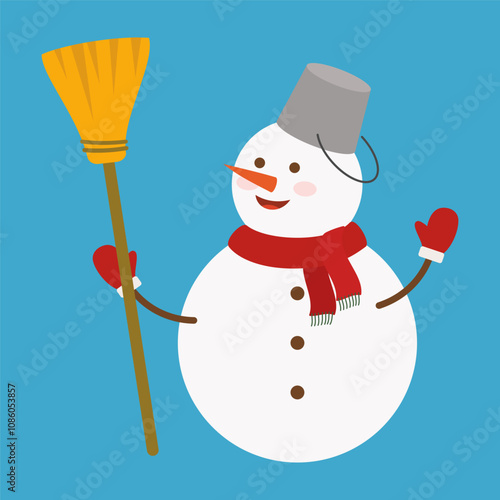 Cheerful Snowmen in Festive Winter Themes. Christmas Decoration Element