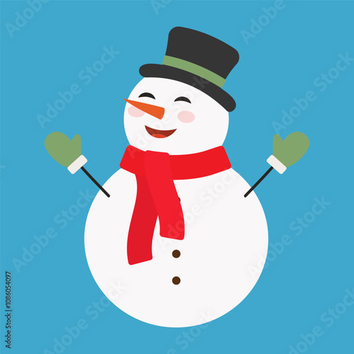 Cheerful Snowmen in Festive Winter Themes. Christmas Decoration Element