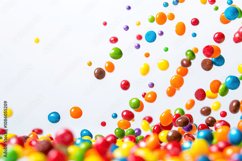 Colorful candy rain on white background Colorful candy rain on white background