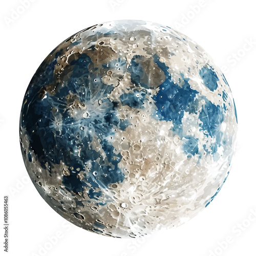 A watercolor vector of Earth, with detailed continents and oceans, isolated on a white background. Earth vector.
