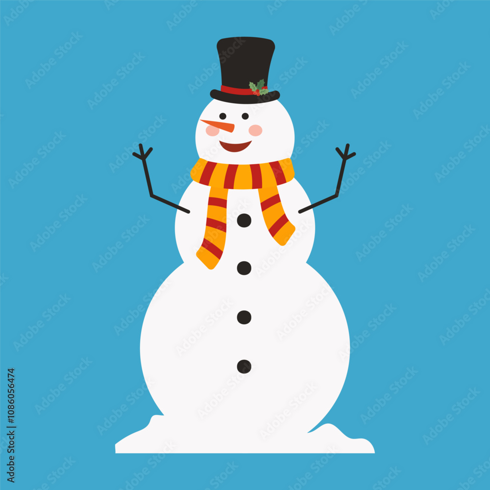 Cute Snowmen with Winter and Holiday Decorations. Christmas and Happy New Year Element Cute Snowmen with Winter and Holiday Decorations. Christmas and Happy New Year Element