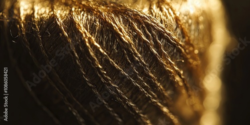 Golden Thread Macro Photography: Close-Up Texture of Woven Fabric