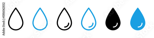 Water drop icon set. Water drops silhouette collection.Raindrop, oil symbol. Vector icons