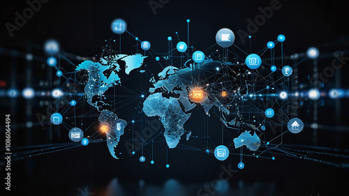 Wallpaper Mural World Communication Business technology Networking Torontodigital.ca