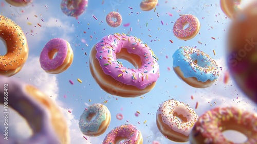 Delicious Glazed Donuts Sprinkled with Colorful Confetti photo