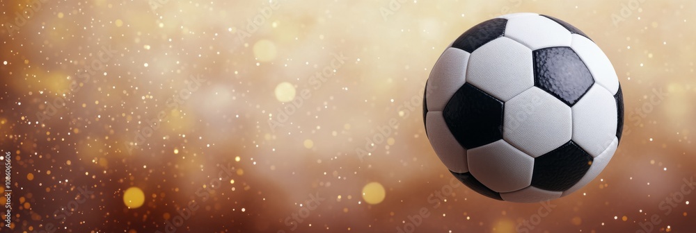 Obraz premium A soccer ball rolling on an orange and yellow background during a sunny afternoon match