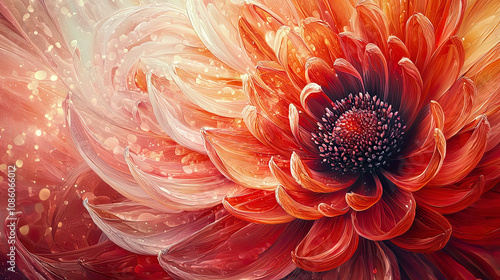 Radiant flower petals in a dynamic swirl, bright and vivid, ultra-realistic, intricate details,