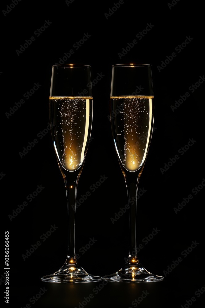 Golden Champagne Toast for New Year with Copy Space