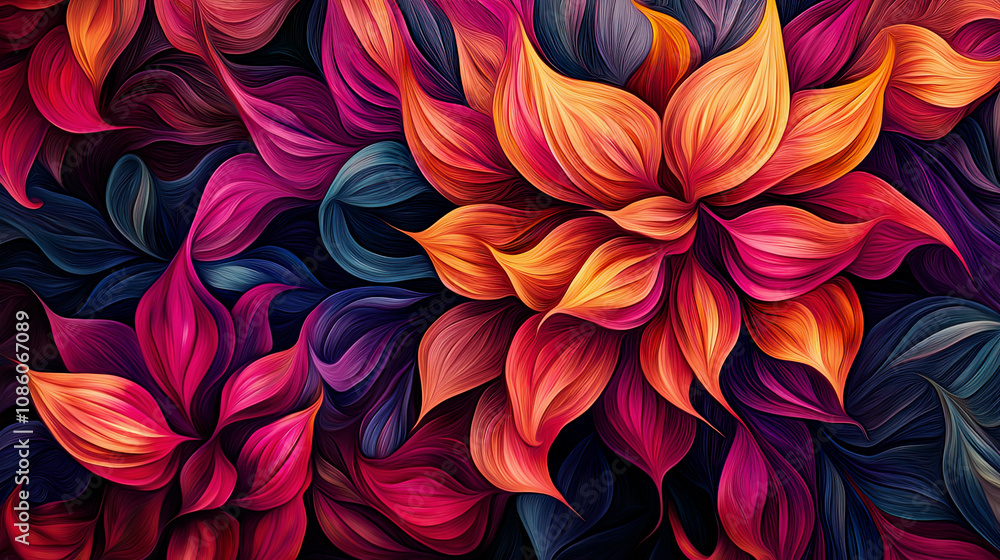 Vibrant and flowing floral pattern with abstract, swirling petals, ultra-detailed, intricate details, Vibrant and flowing floral pattern with abstract, swirling petals, ultra-detailed, intricate details,