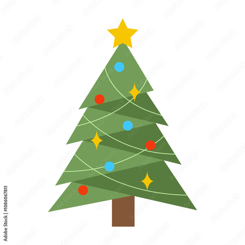 Obraz premium Beautiful Christmas Tree Illustrations with Festive Decorations