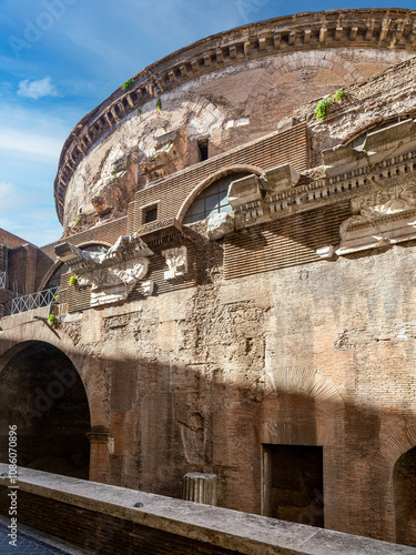 The Pantheon in Rome seen from the Via della Rotonda street, Italy photo