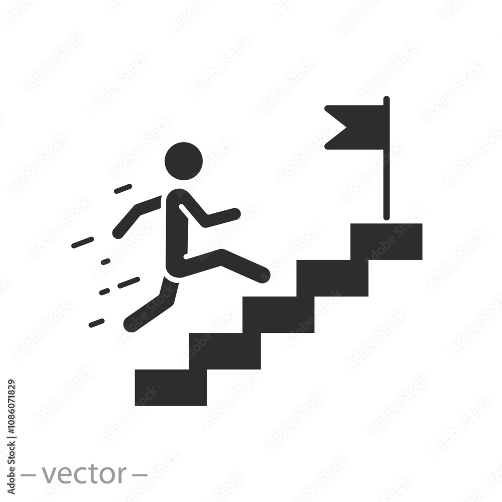 goal achieving leadership, ladder career promotion icon, forward moving concept, business development growth, flat vector illustration goal achieving leadership, ladder career promotion icon, forward moving concept, business development growth, flat vector illustration