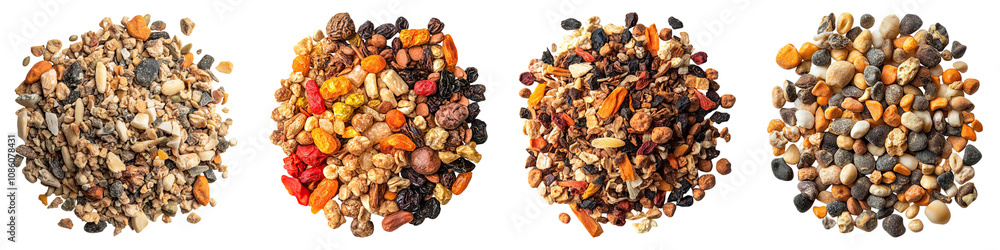 dry pet food isolated on transparent background, set of dry pet food isolated on transparent background, set of