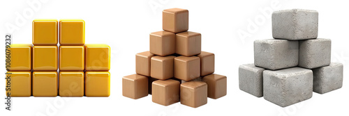 Building blocks isolated on transparent background, Set of photo