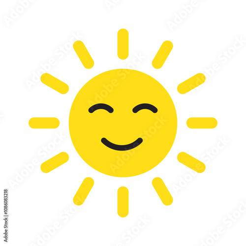 Cute happy smiling sun. Flat icon.