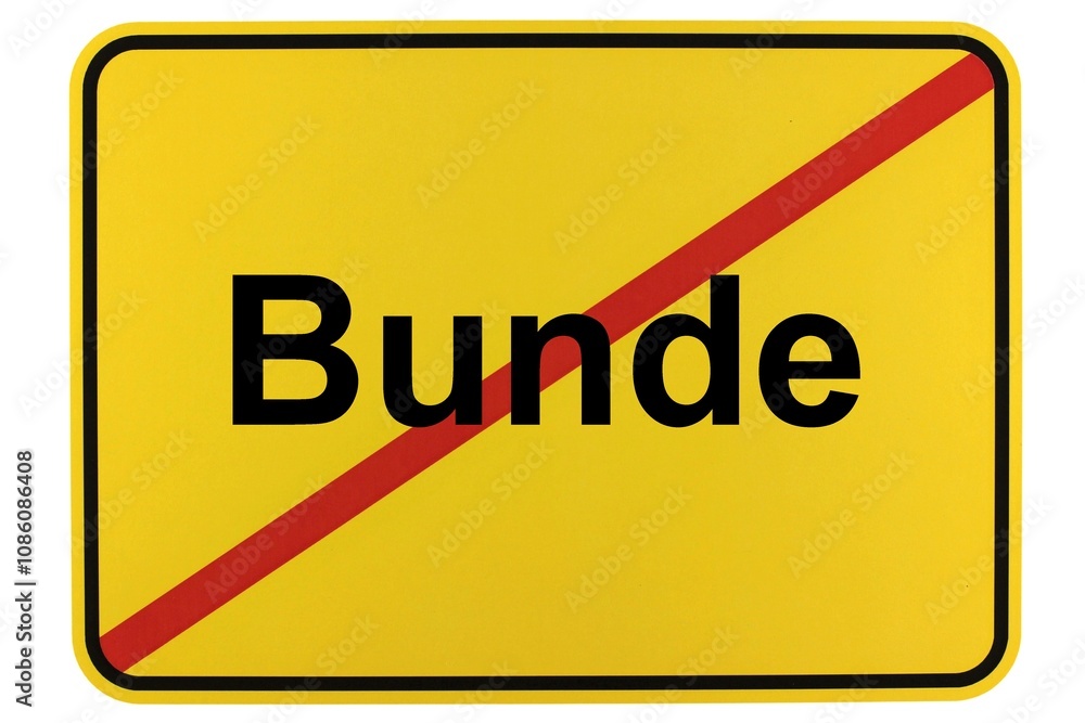 Illustration eines Ortsschildes der Gemeinde Bunde in Niedersachsen Illustration eines Ortsschildes der Gemeinde Bunde in Niedersachsen