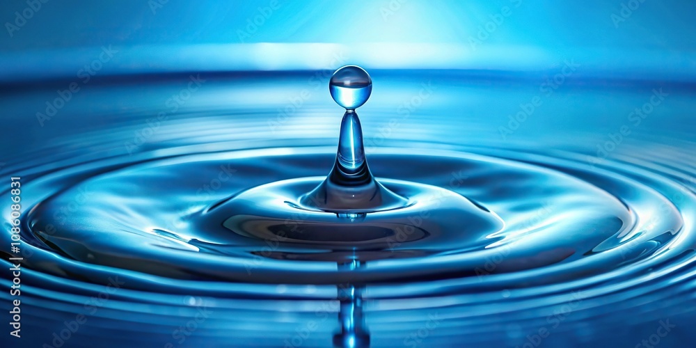 3D render of a blue water drop with a tilt angle 3D render of a blue water drop with a tilt angle