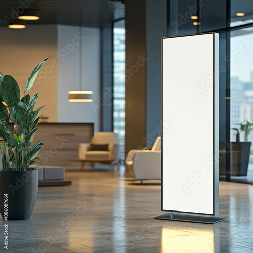 Standee at a reception area, realistic