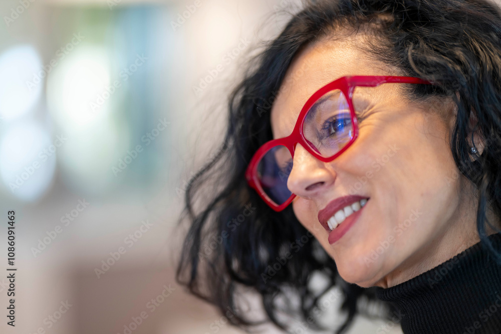 Bella Donna con Occhiali e capelli neri Bella Donna con Occhiali e capelli neri