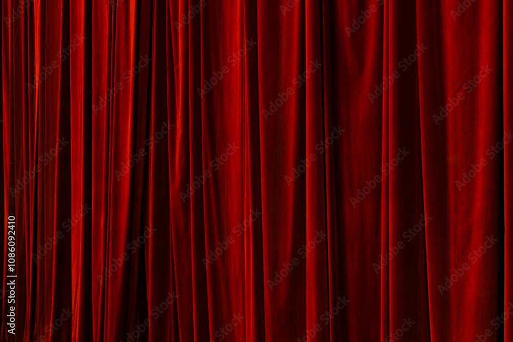 Red curtain in theatre background