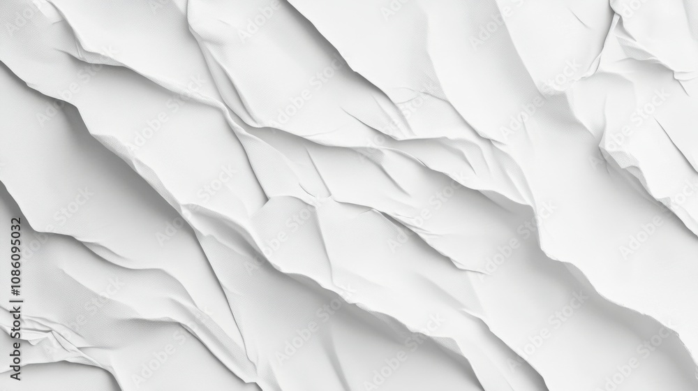 Obraz premium Abstract white textured background with layered paper-like folds, creating a sense of depth and dimension.
