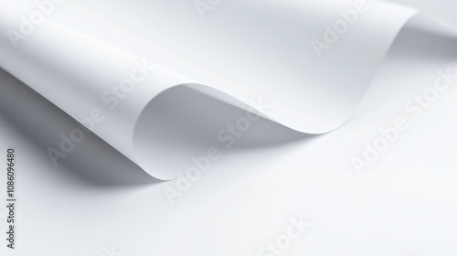 Close-up of smooth, white paper elegantly curved, showcasing its texture and clean lines.