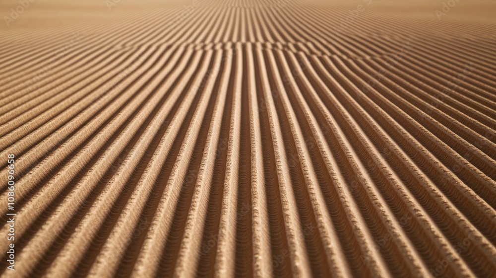 Fototapeta premium Close-up of smooth, rippled sand dunes showcasing intricate patterns in golden hues.