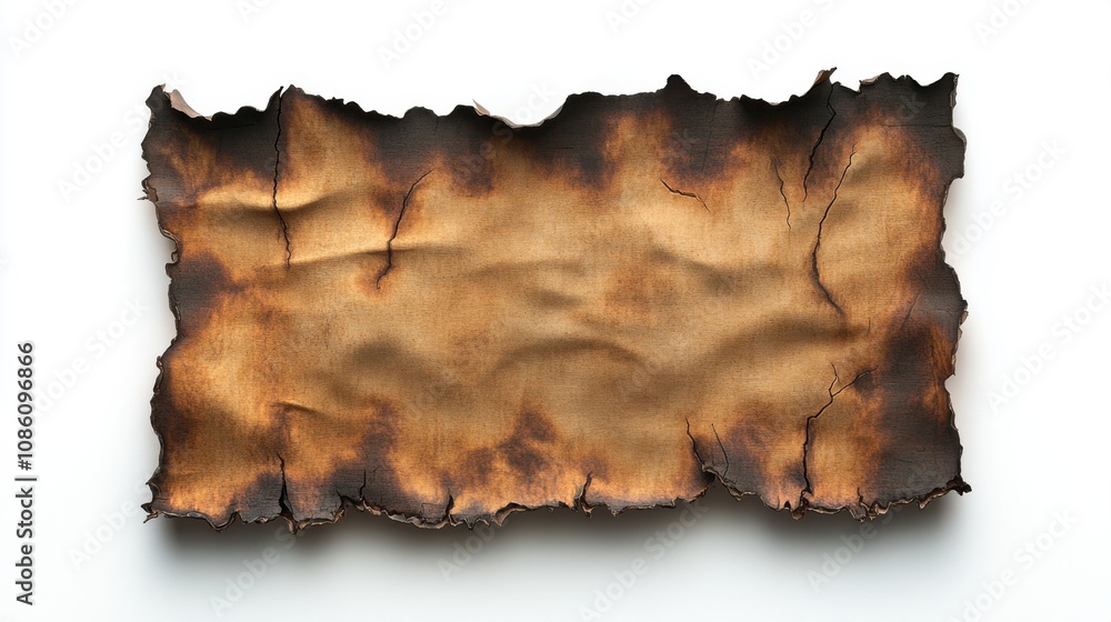 Textured, burnt paper with jagged edges and warm caramel tones, ideal for creative projects. Textured, burnt paper with jagged edges and warm caramel tones, ideal for creative projects.