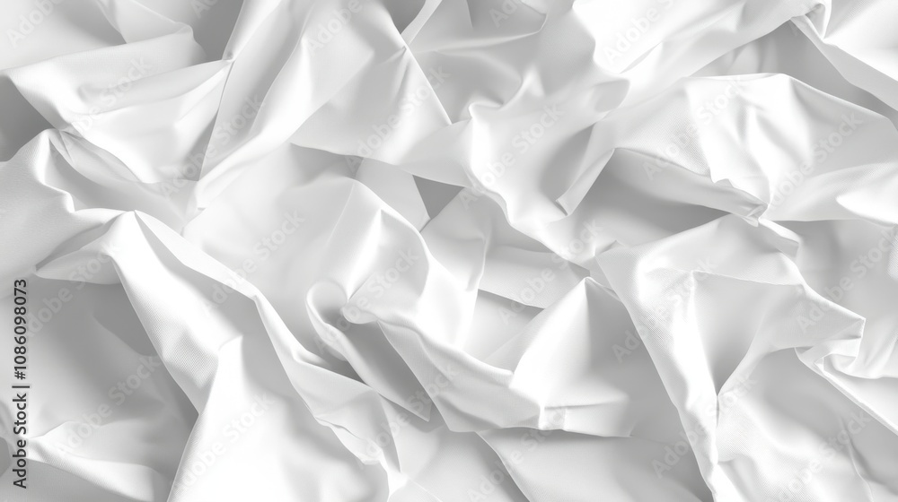 Elegant folds of white fabric creating a textured and soft background. Elegant folds of white fabric creating a textured and soft background.