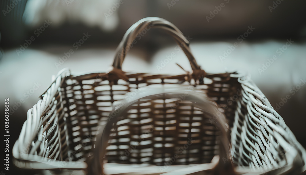 empty wicker basket close-up photo with selective focus empty wicker basket close-up photo with selective focus