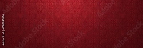 Elegant red damask pattern background with intricate floral motifs, royal, seamless