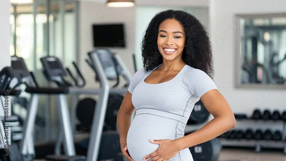 A pregnant black woman gracefully works out in a well equipped gym, highlighting the importance of fitness and wellness during pregnancy A pregnant black woman gracefully works out in a well equipped gym, highlighting the importance of fitness and wellness during pregnancy