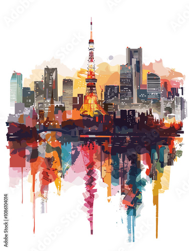 Tokyo City Beautiful Vector Illustration for Postcards, Web Sites and Your Design